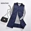 SEDUTMO Winter Plus Size 3XL Women Down Jackets Vest Long Ultra Light Duck Down Coat Autumn Puffer Waistcoat Slim Parkas ED506 201102