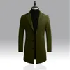 Мужская длина шерстяной траншеи мода Trend Trend Oslure шеи с длинным рукавом Верхняя одежда дизайнер осенью мужская кнопка тонкий сплошной цветные повседневные пальто