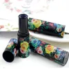 12.1mm Vintage Rose Flower Beauty Empty Lipstick Tubes DIY Makeup Round Top Quality Mini Lip Balm Lipgloss Bottles