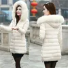 Koreansk version av kvinnors kappa Lång vadderad dam tjockare bomullsjacka ner Parka 1509 201125