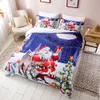 Jul Duvet Cover Sets 3D Digital Utskrift Tre delar Sängkläder Julserie Quilt Cover Bed Duvet Quilt Cover Bedding Set