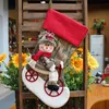 Julstrumpor Santa Claus Candy Gift Bag Snowman Cartoon Socks Barnfest Hängande dekorationer Xmas Tree Ornament BH4334 TYJ