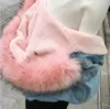 ファッション女性冬デザイナーコートフード付きジーンジャケットの毛皮の暖かい厚いアウターワールドパーカーカジュアルレディースの服