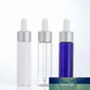 30ml 1oz Essential Oil Dropper Bottle Blue Clear Glass Pipette Container Förpackning Flaskor med Silverring