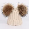 New Cute Children's Fur pom poms Beanie Hat Sciarpa Boy / Girl Winter Addensare Hedging Cap Sciarpe Soft Ski Baby Kids