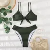 Kvinnors badkläder Sexiga Kvinnor Bikini 2022 Solid Push Up Baddräkt Kvinna Biquini Brazilian Set Beachwear Badkläder Simning