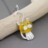 INATURE Natural Amber Cute Kitty Cat 925 Sterling Silver Necklace For Women Fine Jewelry Q0531