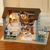 DIY Miniature Dollhouse Model Wood Toy Mini Möbler Handgjorda Dollhus Utsökta hus för dockor Gift Toys For Children T200116