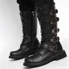 Stivali da moto in pelle Men039s stivali da combattimento militare midcalf stivali punk gotici stivali da uomo scarpe tattiche stivale dell'esercito 2202084836855