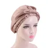 Nuovo arrivo Foulard intersecante Bowtie Design Donna Beanie Daily Turban Head Wrap Band Sleep Hat Pieghettato Yoga Sport Cap