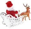 홈 전기 산타 클로스 엘크 당기기 썰매 연주 음악 해 어린이 장난감 크리스마스 선물 201204를위한 크리스마스 장식