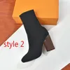 automne hiver chaussettes à talons bottes à talons mode sexy créateur de bottes élastiques tricotées femmes alphabétiques chaussures dame lettre épais talons hauts grande taille 35-42 us3-us11 avec boîte