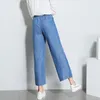 Women's Jeans Woman Loose Casual Pants Fashion Wide Leg Elastic Waist Maxi Size M-7XL Ankle Length Black Blue 2021