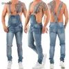 EHMD Tuta intera Jeans Foro da uomo Pantaloni neri graffiati Pantaloni da lavoro popolari Piedi sottili Cinghia di moda selvaggia Confortevole 201111