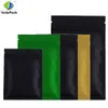 100 peças / lote 8.5 * 13cm cores resealable folha de alumínio placa de plástico embalagem de embalagem verde ziplock sacos 201021