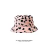 Winter Fall Leopard Fluffy Hat Faux Fur Bucket Hats Girl Plush Velvet Fisherman Bob Panama born Baby Children Kids 0-2 Years
