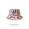 Winter Fall Leopard Fluffy Hat Faux Fur Bucket Hattar Tjej Plush Velvet Fisherman Bob Panama Bödda Barnbarn Kids 0-2 år