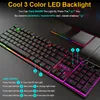 Gaming Keyboard Wired Gamer Keyboards med RGB Backbelysta 104 RUBBER KEYCAPS Ryska ergonomiska USB -tangentbord för PC Laptop2105693