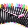 48pcs Colors Glitter Sketch Drawing Color Pen Markers Gel Pens Set Refill Rollerball Pastel Neon Marker Office School Stationery 201202