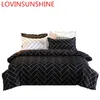 LOVINSUNSHINE Set copripiumino matrimoniale Set biancheria da letto consolatore Set biancheria da letto nera a righe GA01 # T200819