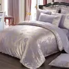 Ensemble de literie en soie, Jacquard doré, coton, King, Queen Size, en dentelle, housse de couette en Satin, oreiller en lin, drap de lit, Textile de maison, nouvelle collection