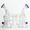 Beracky 6 인치 유리 물 봉 14mm 유리 그릇 다채로운 헤드 유리 물 파이프 비커 봉 Dab Oil Rigs Recycler Bong For Smoking