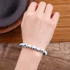 1 pulsera de abalorio de ojo azul malvado turco a la moda, pulsera de cuentas de cristal para mujeres y niñas, joyería elástica hecha a mano