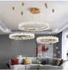 Modern led crystal chandelier for living room three ring gold lighting home decor cristal lamps combined circle light fixture