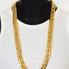 Męskie Miami Cuban Link Curb Chain Real 24k żółty Solid Gold GF Hip Hop 10mm Grube Łańcuch Jayz Epacket Darmowa Wysyłka T200821