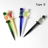 6 типов красочных стеклянных воск DAB инструмент для курения карандашные инструменты для воска нефтяных табачек Banger Nails Bong Water