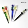 6 Types of Colorful Glass Wax Dab Tool Smoking Pencil Dabber Tools For Waxes Oil Tobacco Banger Nails Rig Bong Water Pipe