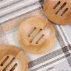 Wholesale Bamboo Soap Dishes Creative Natural Bamboo Soap Box Storage Holder Bathroom Round Drain Soap Holder Eco-Friendly