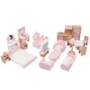 22pcs meubles miniatures pour maison de poupées maison de poupée en bois ensemble de meubles éducatifs semblant jouer jouets enfants filles cadeaux 210312