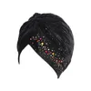 Beanie/Skull Caps Muslim Women Drill Rhinestone Cotton Velvet Ruffle Turban Hat Chemotherapy Cancer Chemo Headwrap Hijab Hair Accessories1