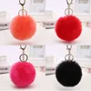 Rabbit Fur Ball Plush Fuzy Furtke Bieglica Pom Pom Poma Bierek samochodowy Bierek Blak kluczyka Key Pierścień Wisidanta Prezent Prezentacja 20pcs