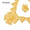 Ensembles de bijoux 24K Dubai Gold Couleur Mariage pour femmes Collier Boucles d'oreilles Bracelet Bague Cadeaux de mariée africaine Collares Ensemble de bijoux 201222