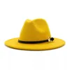 19 Colors INS Unisex Fedora Hat For Gentleman Girls Woolen Brim Jazz Church Band Wide Flat Brim Jazz Hats Panama Caps