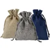 24PCS 3-Color Suit Burlap Gift Bag Beam Mouth Linen Christmas Candy Holiday Gift Small Burlap Bag1