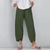 Cysincos Vintage Pościel Spodnie Damskie Letnie Spodnie Casual Elastyczna Talia Asymetryczne Pantalon Kobiet Przycięte Pants Oversized 20113