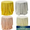 10pcs Round Sequin Table Cloth Wedding Table Decoration Glitter Party Banquet Christmas Birthday Gold 80cm/120cm