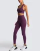 Yoga Passar Sport Outfit Gym Leggings Kvinnor Seamless Fitness Suit Workout Set Långärmad Crop Top Bra Tracksuit Woman Sportswear