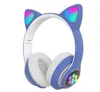 Fahsion casque Bluetooth de luxe rougeoyant mignon LED chat oreille patte casque sans fil vs f9 b10 pour iphone 11 12 samsung