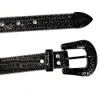 Vintage Western Rhinestones Belt Removable Buckle Cowboy Cowgirl Bling Leather Crystal Studded Belt för Kvinnor Män