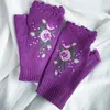 Pięć palców Rękawiczki w stylu rękawicy rękawe ręcznie robione haft haftowy jesienna zima floret ladies's ciepłe damki