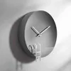 Coréen Mouvement Silencieux Horloge Murale Salon Rond Minimaliste Décor Unique Horloge Murale Ciment Horloge Murale Chambre HX50WC H1230
