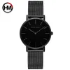 Gorący 36 mm złoty czarny japońska kwarc ruch prosty Bauhaus Design Watch zegarek ze stali nierdzewnej Wodoodporne zegarki dla kobiet 201120