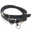 Black Belts Classic Heart Buckle Design New Fashion Women Faux Leather Heart Accessory Adjustable Belt Waistband For Girls