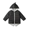 1-7tキッズ幼児の赤ちゃん女の子の少年パーカージッパー冬の厚いコート暖かいジャケット3D恐竜の外出コートジャケットLJ201017