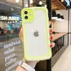 iPhone 13 12 11 Pro Max XR X XS Max 7 8Plus Silicone 범퍼 iPhone SE2020 용 Clear Cover의 형광성 색상 충격 방지 전화 케이스.