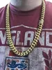 Catena a maglie cubane Miami da uomo in acciaio inossidabile placcato oro 18 carati con chiusura a diamante da 14 mm